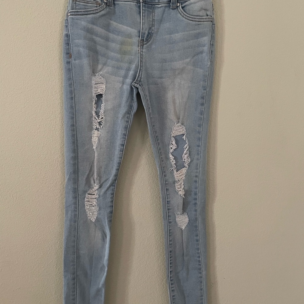 Women's Light Blue Distressed Jeans
